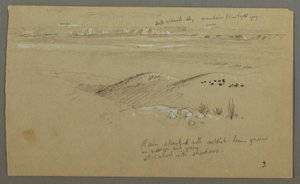 Dibujo, Vista de las colinas y la llanura hacia las montañas, Valle de El Yemen, febrero de 1868 de Frederic Edwin Church