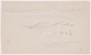 Dibujo, Vista de las colinas y la llanura hacia las montañas, Valle de El Yemen, febrero de 1868 de Frederic Edwin Church