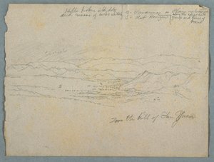 Dibujo, Vista desde el cerro de San Juan, probablemente Colombia, 1853