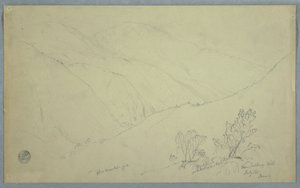 Dibujo, Vista del pico Blue Mountain, visto desde cerca de Salloway Hill, Jamaica, julio de 1865 de Frederic Edwin Church