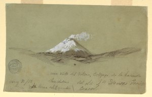 Dibujo, Vista del Cotapaxi desde la Hacienda San Antonio, Ecuador, 30 de agosto de 1853