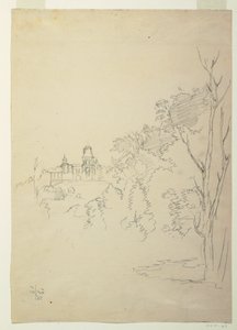 Dibujo, Vista de Olana, la casa del artista, Hudson, Nueva York, ca. 1872 de Frederic Edwin Church