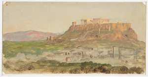 Dibujo, Vista de la Acrópolis desde el sur, Atenas, abril de 1869 de Frederic Edwin Church