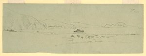 Dibujo, Vista de la península sorrentina de Capri, Italia, desde el noreste, 1869 de Frederic Edwin Church