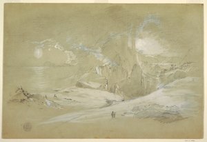 Dibujo, Visión de la Cruz, Paisaje con un fenómeno, septiembre de 1868 de Frederic Edwin Church