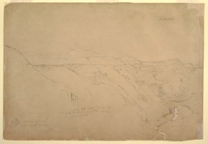 Dibujo, Volcán Puresé y el Río de Vinagre, Purese, Colombia, agosto de 1853