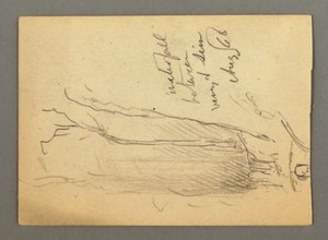 Dibujo, Cascada entre Veney y Sion, Valle del Ródano, Suiza, agosto de 1868