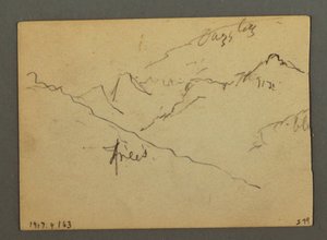 Dibujo, Cascada entre Veney y Sion, Valle del Ródano, Suiza, agosto de 1868 de Frederic Edwin Church