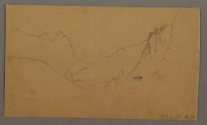 Dibujo, Camino sinuoso a través del valle, casa, posiblemente 1868 de Frederic Edwin Church