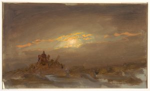 Dibujo, Paisaje invernal a la luz de la luna, ca. 1870 de Frederic Edwin Church