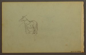Dibujo, Inmersión boscosa al atardecer, posiblemente 1844