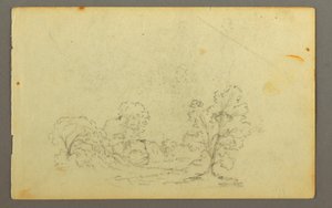 Dibujo, Paisaje boscoso, posiblemente 1845