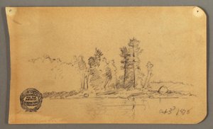 Dibujo, Orilla arbolada, 1878 de Frederic Edwin Church