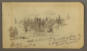 Dibujo, Orilla arbolada, 1878 de Frederic Edwin Church