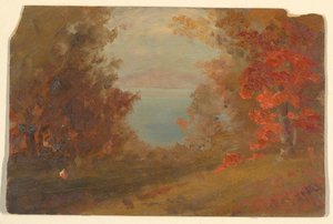 Dibujo, Escena de bosque en otoño (Hudson, Nueva York o Maine), 1860-70