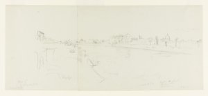 Vista panorámica de Roma desde las orillas del río Tíber, con vistas lejanas del Castillo de Sant Angelo, la Villa de Claudio y la Basílica de San Pedro, Parte 1 de Frederic Edwin Church
