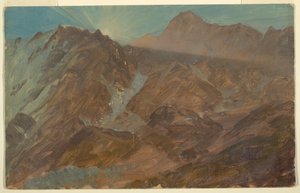 Picos y glaciar al amanecer, Alpes berneses, Suiza de Frederic Edwin Church
