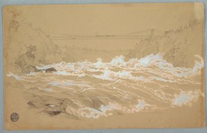 La garganta, Niágara, mirando hacia el puente colgante de Frederic Edwin Church