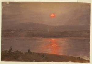 Vista a través del Hudson al atardecer de Frederic Edwin Church