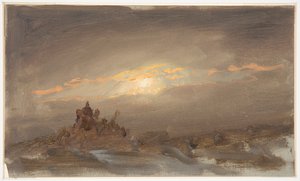 Paisaje de invierno a la luz de la luna de Frederic Edwin Church