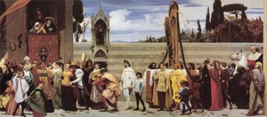 La célebre Virgen de Cimabue procesiona por las calles de Florencia". de Frederic Leighton