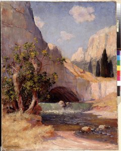 Vista de la Fontaine du Vaucluse Paisaje de Provenza. Pintura de Frederic Montenard (1849-1926) Dim. 65x50,5 cm Mención obligatoria: Colección fondation regards de Provence, Marsella de Frederic Montenard