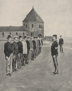 Una Primera Lección en el Arte de la Guerra. Reclutas para los Dos Regimientos Adicionales de Artillería en Fort Slocum, Isla Davids, Long Island Sound