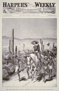 Exploradores Apaches lideran una patrulla del ejército en persecución de Geronimo (1829-1909) de 