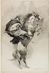 "As They Threw their Animals Back upon their Haunches", ilustración para An Arabian Day and Night, en Harper