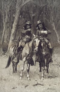 Exploradores cheyenne patrullando el Gran Bosque del Norte Canadiense, Oklahoma, 6 de abril de Frederic Remington