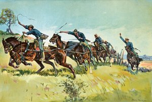 La batería de Grimes subiendo la colina El Pozo de Frederic Remington