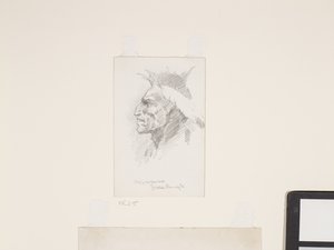 Cabeza de indio, fecha desconocida (lápiz sobre papel blanco) de Frederic Remington