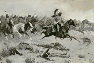 Rushing Red Lodges pasó por la línea, c. 1900 de Frederic Remington
