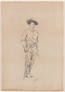 Boceto de un Texas Ranger para "How the Law Got into the Chaparral" de Frederic Remington