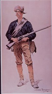 Guerra Hispanoamericana 1898, infante de marina estadounidense armado con rifle de cargador Krag-Jorgensen de Frederic Remington