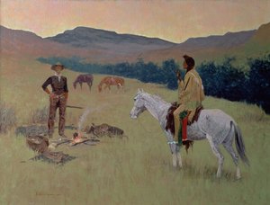 La conversación, o la dudosa compañía (óleo sobre lienzo) de Frederic Remington