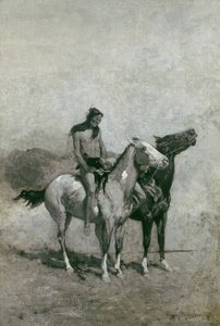 El tragafuegos lanzó a su víctima sobre su pony, c.1900 de Frederic Remington