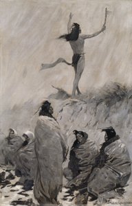 El Tragafuegos Levantó sus Brazos al Pájaro del Trueno de Frederic Remington