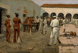 La expedición de Mier: El sorteo del frijol negro (Prisioneros sorteando sus frijoles) 1869