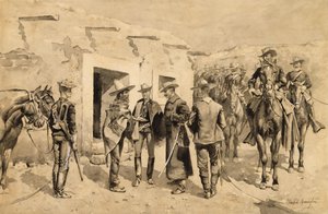 U. S. Cavalry Hunting Garza Men on the Rio Grande (Caballería de EE.UU. Cazando a los Garza en el Río Grande) de Frederic Remington