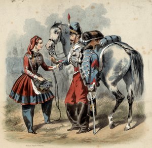 El ejército francés y sus cantineras: Húsar y cantinera de tropa de línea