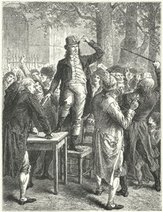 Discurso de Camille Desmoulins en el Jardín del Palais Royal, París de Frederic Theodore (after) Lix