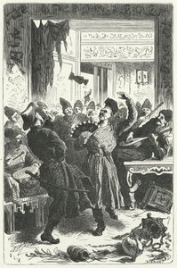 Celebrando un banquete en la China mongol (grabado) de Frederic Theodore (after) Lix
