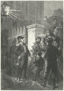 El General Daumesnil confronta a la multitud parisina fuera del Château de Vincennes durante la Revolución Francesa de 1830 (grabado) de Frederic Theodore (after) Lix