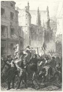 Levantamiento de los Días de Junio, Revolución de 1848, París (grabado) de Frederic Theodore (after) Lix