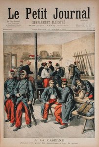 En el cuartel, preparación para maniobras en la nieve, ilustración de Le Petit Journal, 17 de marzo de 1895