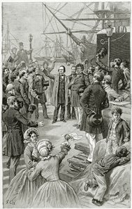 Victor Hugo proclama una república universal durante un discurso mientras estaba en el exilio el 1 de agosto de 1852, siglo XIX de Frederic Theodore Lix