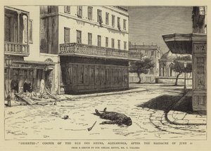 Abandonado, esquina de la Rue des Soeurs, Alejandría, después de la masacre del 11 de junio