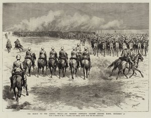 La marcha hacia los pozos de Gakdul, la columna de Sir Herbert Stewart saliendo de Korti, 30 de diciembre de Frederic Villiers
