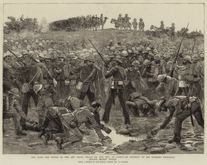 La carrera por el agua en los pozos de Abu Halfa en el camino a Gubat, un incidente de la segunda marcha por el desierto de Sir Herbert Stewart